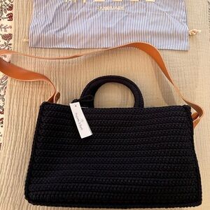 Poupette St. Barth Navy and Tan Tote Bag